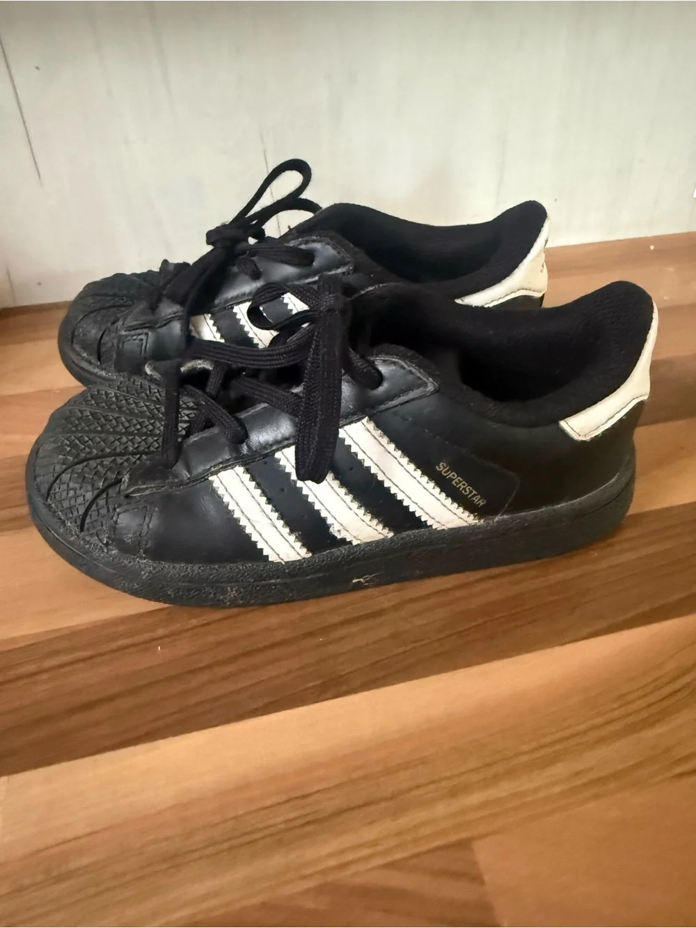 Adidas Kids Black & White Superstar Sneakers size 10